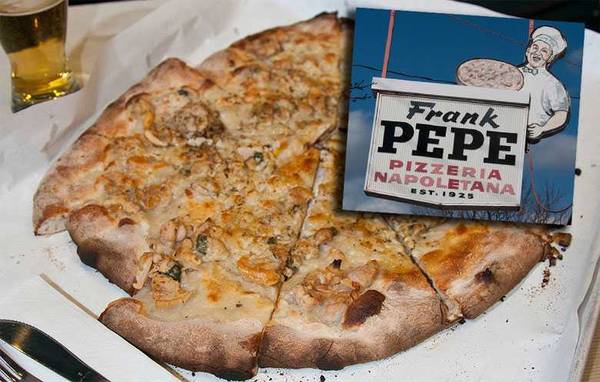 Pepe's white clam pizza