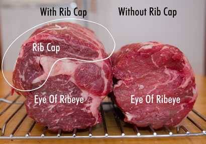 prime rib with rib cap and prime rib without rib cap