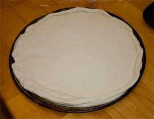 pizza dough in pan