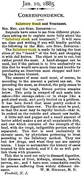 Letter about Salisbury Steak