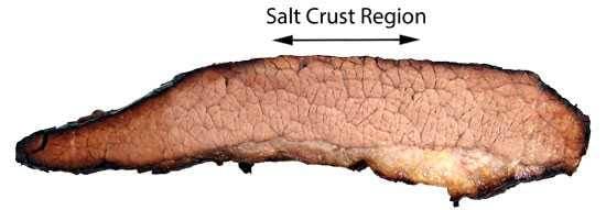 Salt crust on smoked brisket