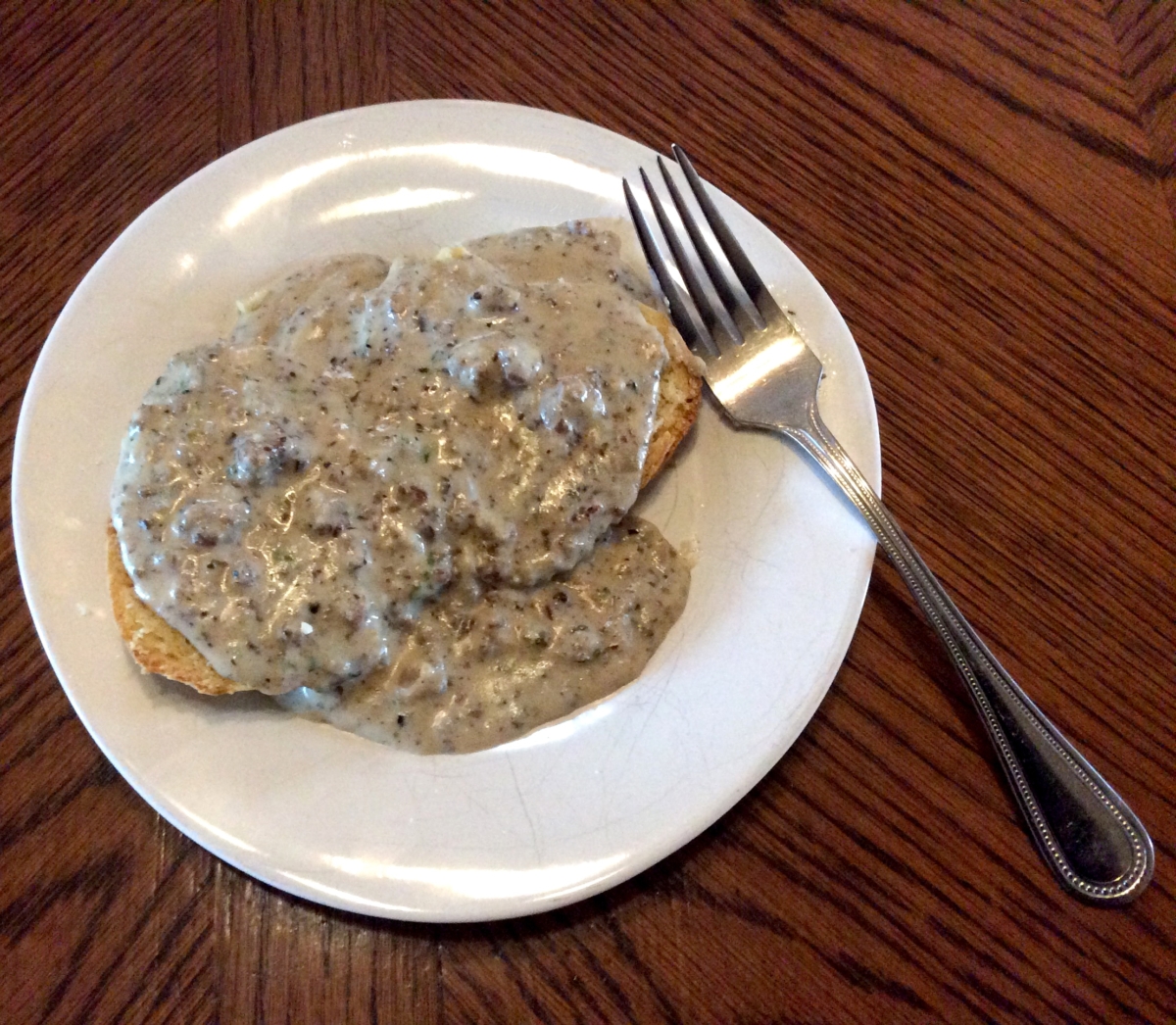 biscuits and gravy on plate