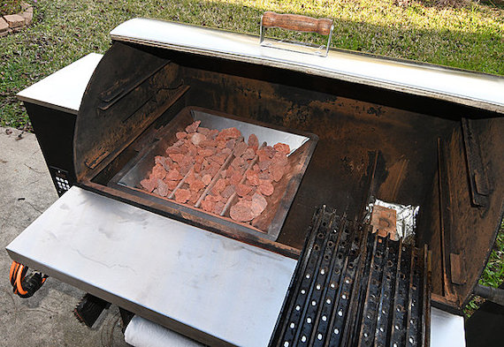 Sear Daddy and rocks installed in pellet grill