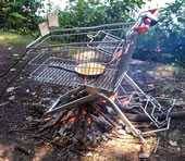 grilling on a shopping cart
