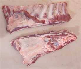 Spare ribs separated into two sections