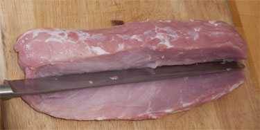 slicing pork loin