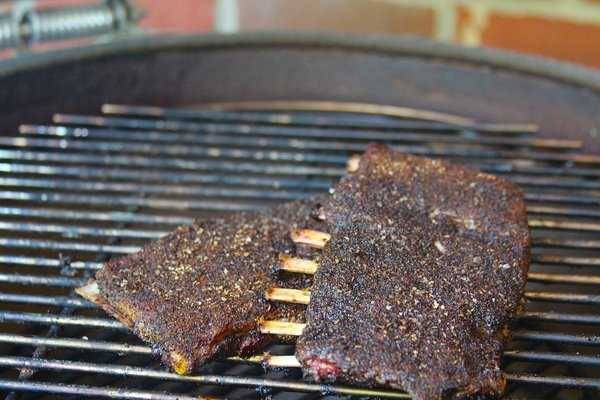 venison ribs on charcoal grill