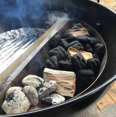 Slow 'N Sear setup with wood