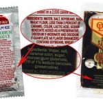 ingredient labels on soy sauce packets