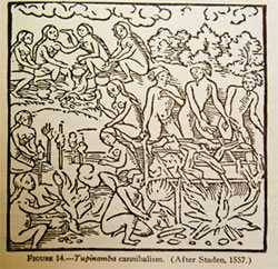 hans stade etching of cannibalism on the barbecue