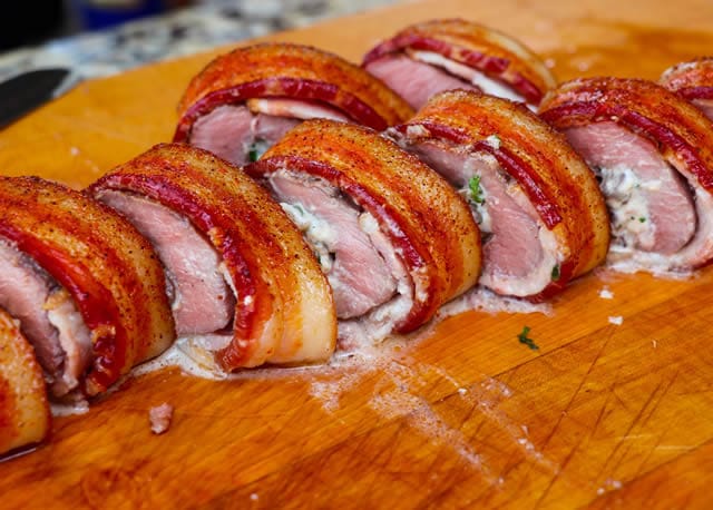 sliced bacon wrapped venison