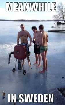 grilling on the beach in Sweden