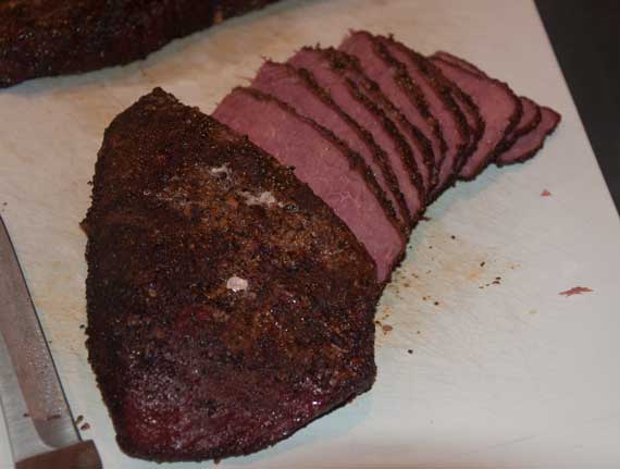 Smoked meat sliced