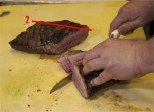 Slicing a tri-tip roast