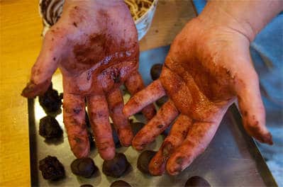 Chocolate coated hands