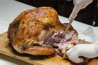 carving meat off a turkey