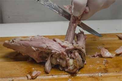 carving meat from a turkey