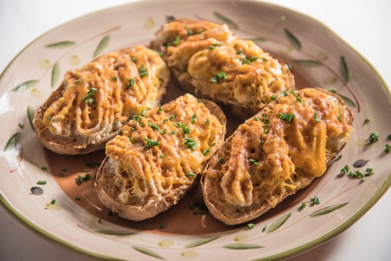 Cheddar-infused twice-baked potatoes