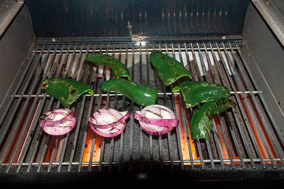 Grilled peppers and onions