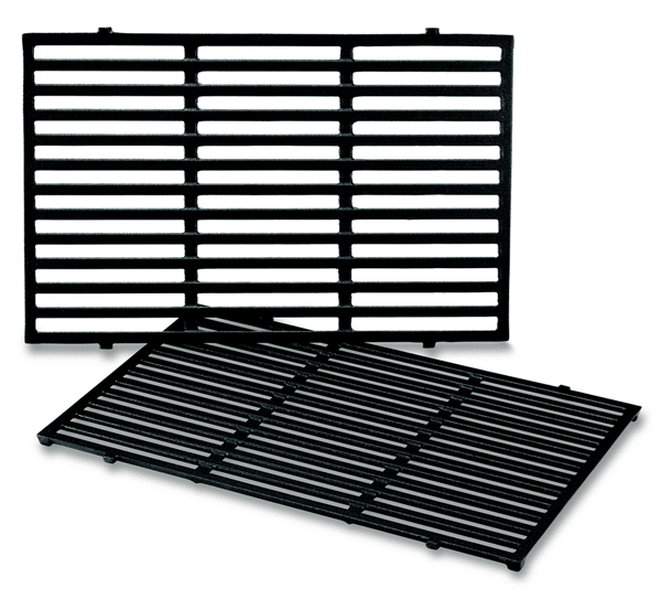 Two black metal grids or grates.