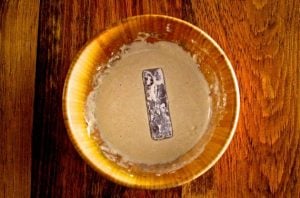 Floured candy bar in batter