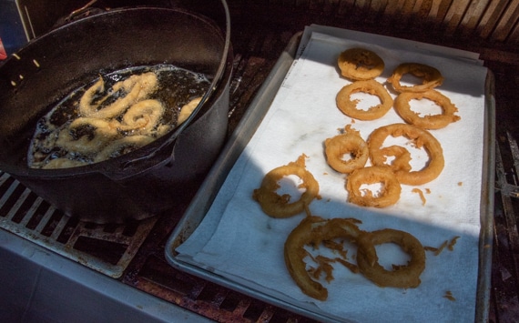 draining onion rings