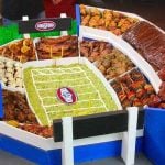 food displayed on football stadium