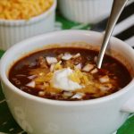 Ground beef chili in bowl