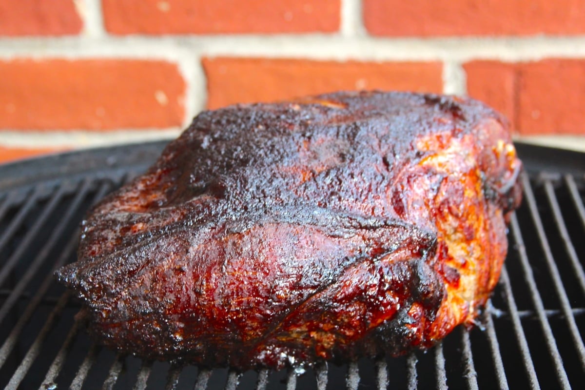 Smoked pork butt on the grill