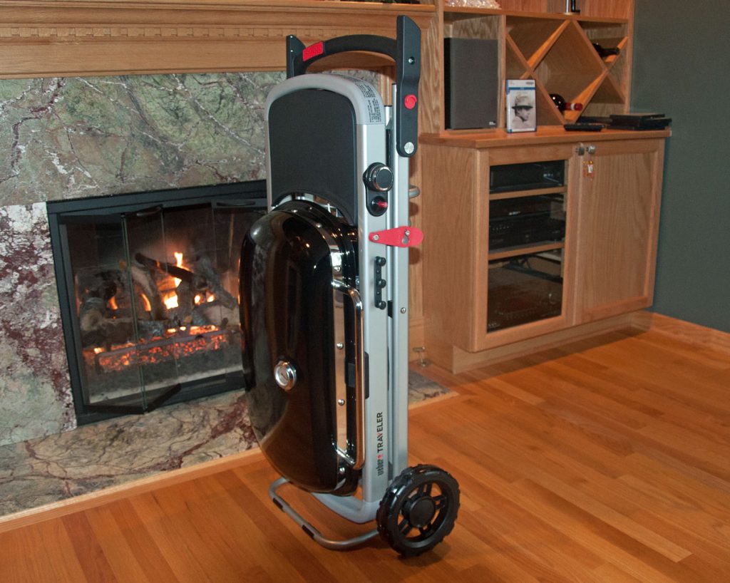 Weber Traveler folded upright