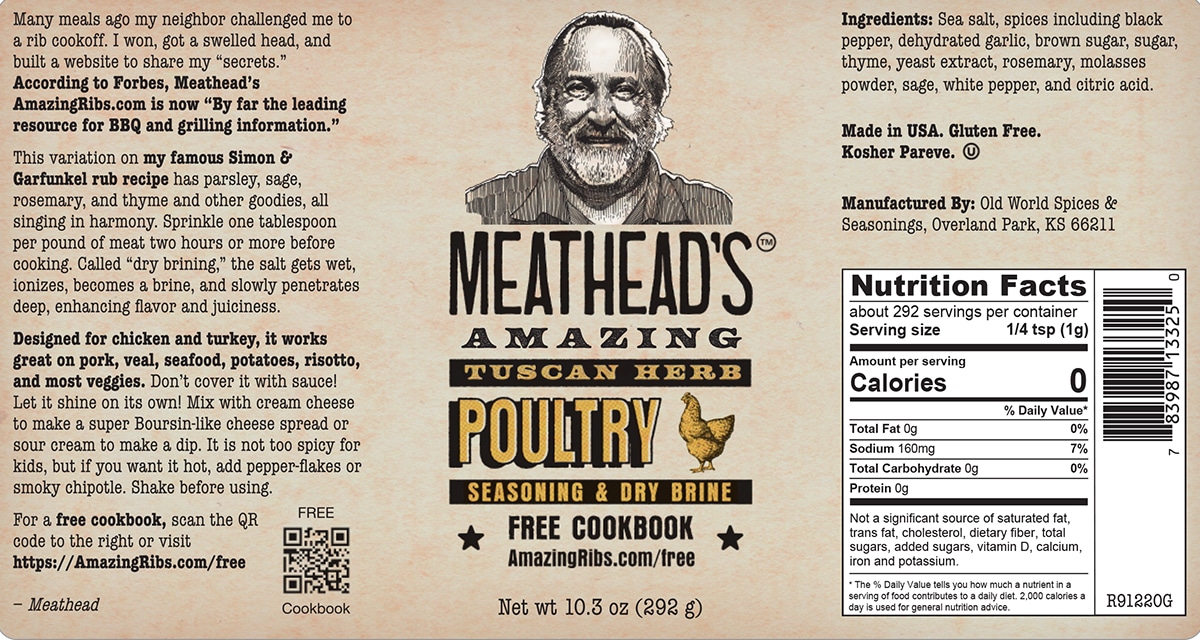 meatheads amazing poultry rub label