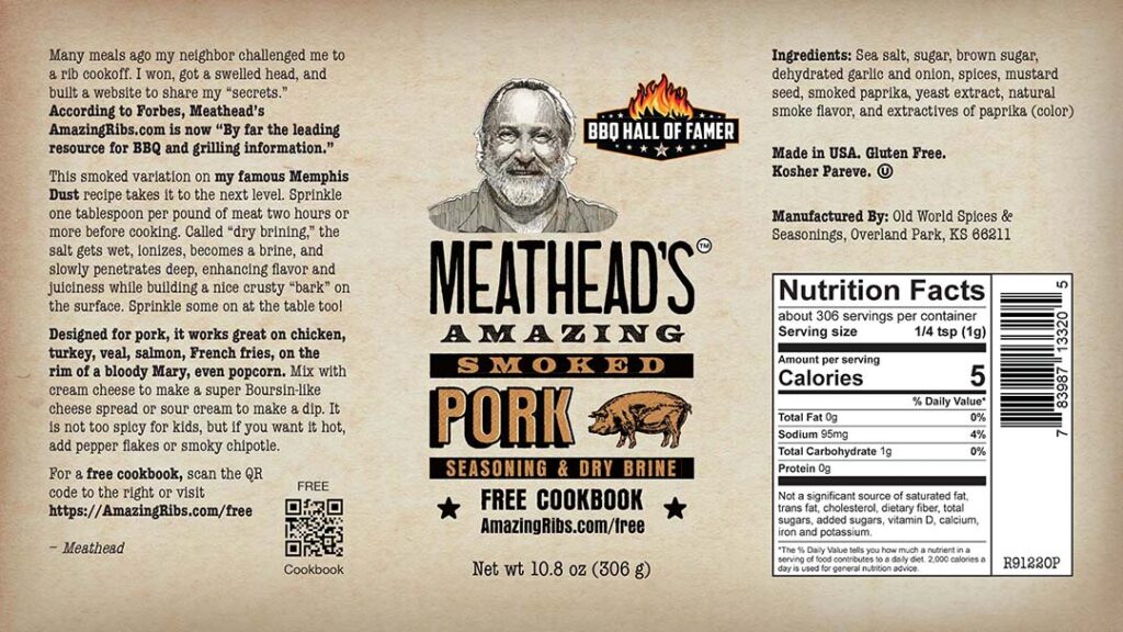 meatheads amazing pork rub label