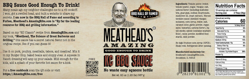 meatheads amazing KC BBQ sauce label