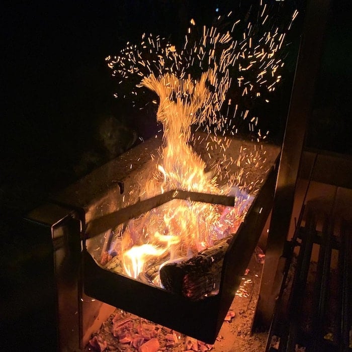 wood fire and flames