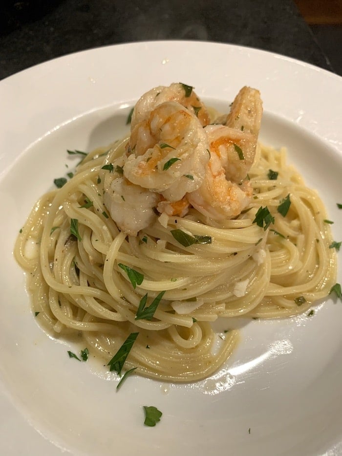 shrimp scampi on plate