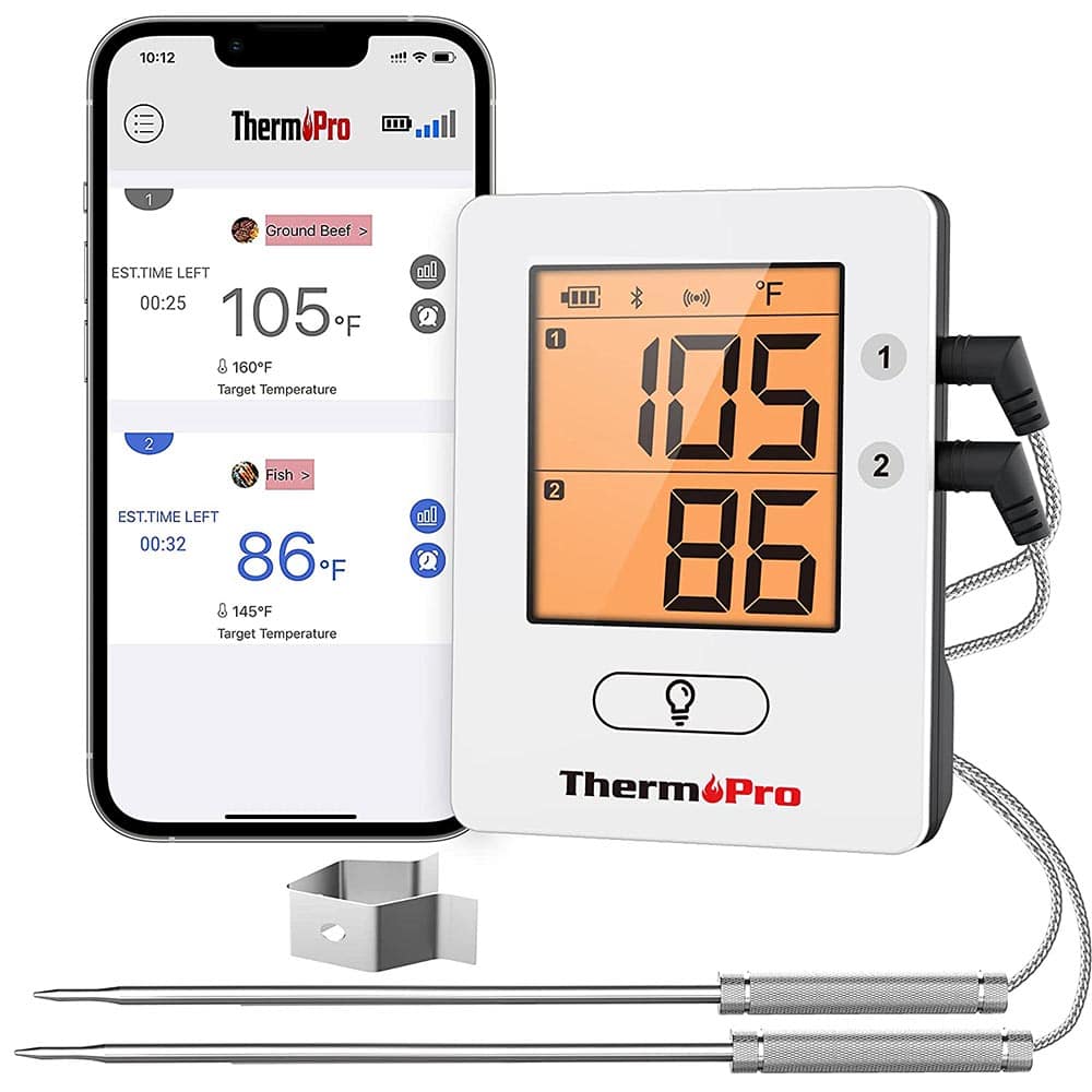 ThermoPro TP930 650ft Wireless Meat Thermometer, Bluetooth Meat Thermometer with 4 Color-Coded Meat Probes, Grill Thermometer with Timer, Commercial