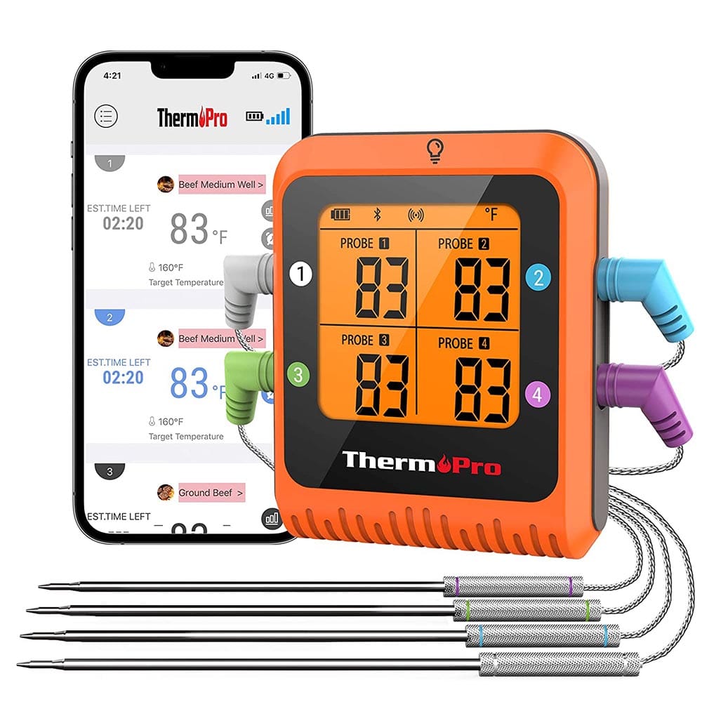 ThermoPro TP27 500ft Long Range Wireless Meat Thermometer, 4 Probes Smoker BBQ Grill