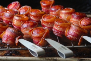 Bacon wrapped sausage bites.