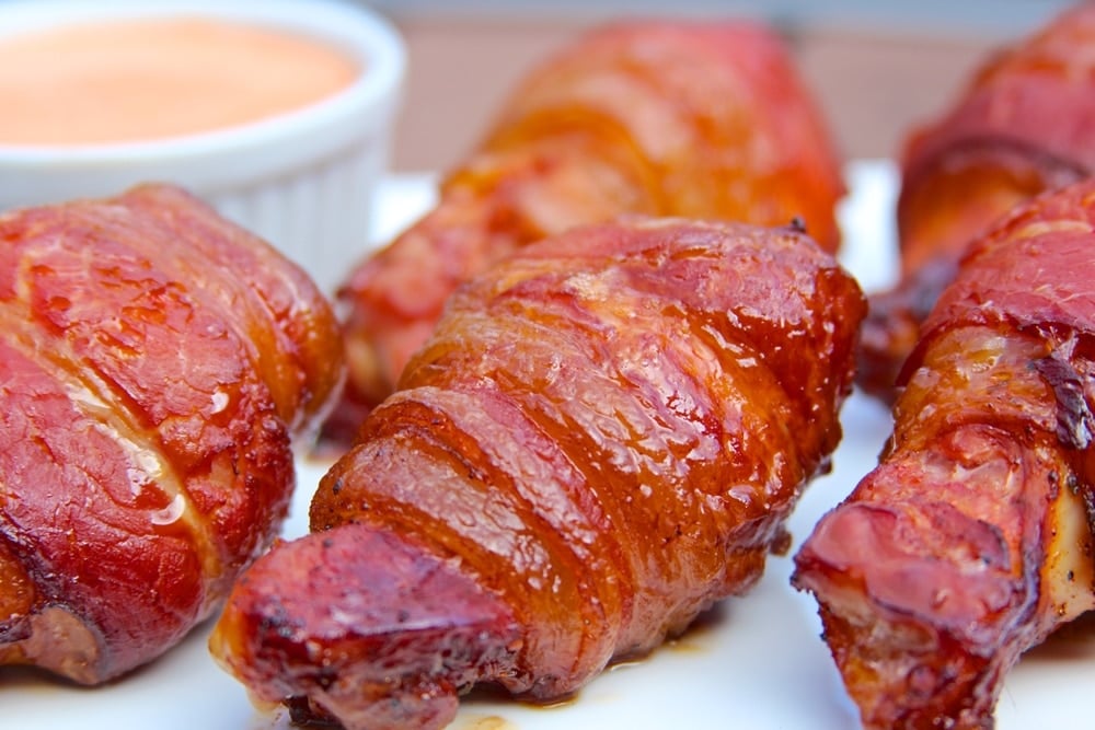Bacon wrapped wings