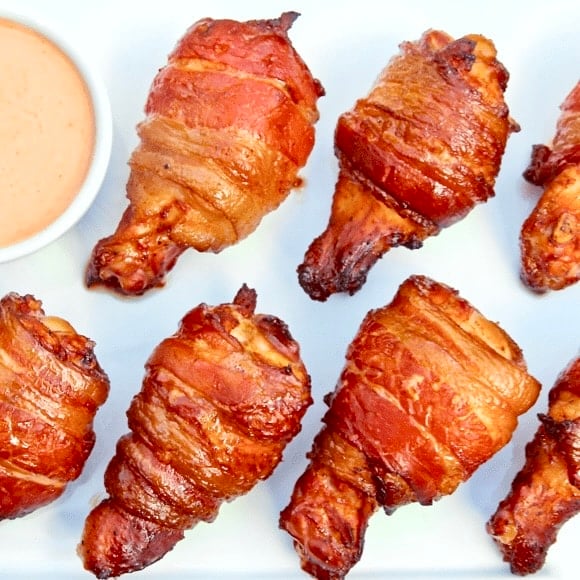 Smoked bacon wrapped wings