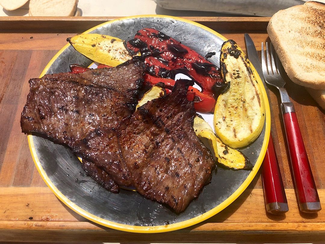 Steak cooked on Magma grill
