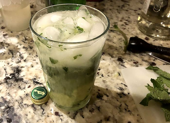 finished homemade mojito cocktail