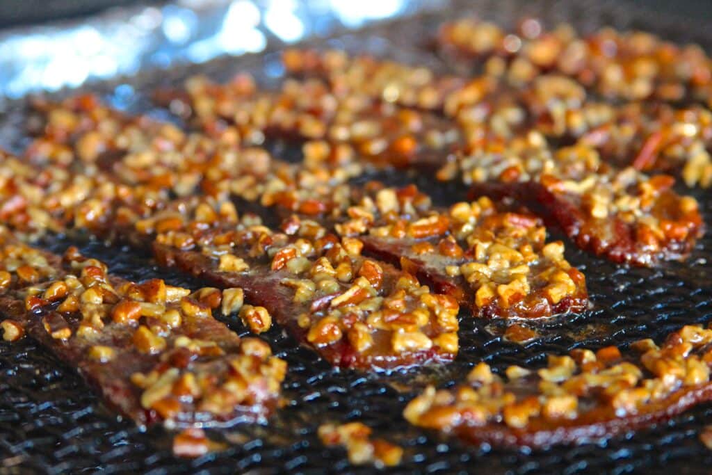 praline bacon on a grill