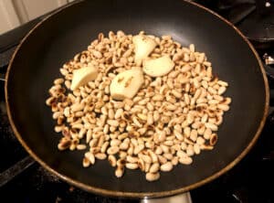 toasted pine nuts and garlic.