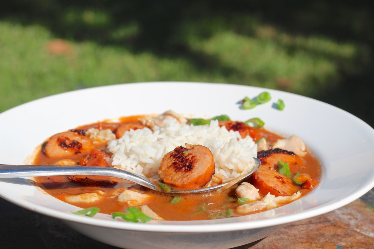 turkey gumbo in a bowl