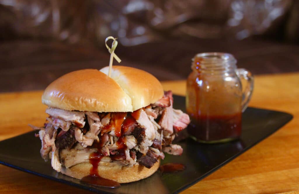pulled pork sandwich with sauce