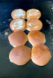 slider buns on a griddle.