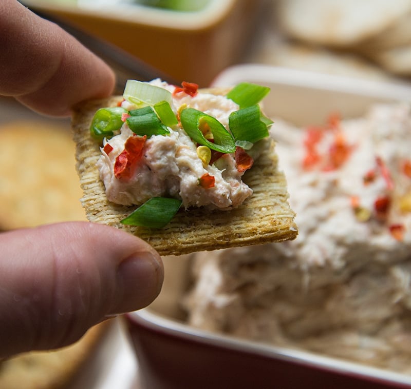 smoked fish spread on a cracker
