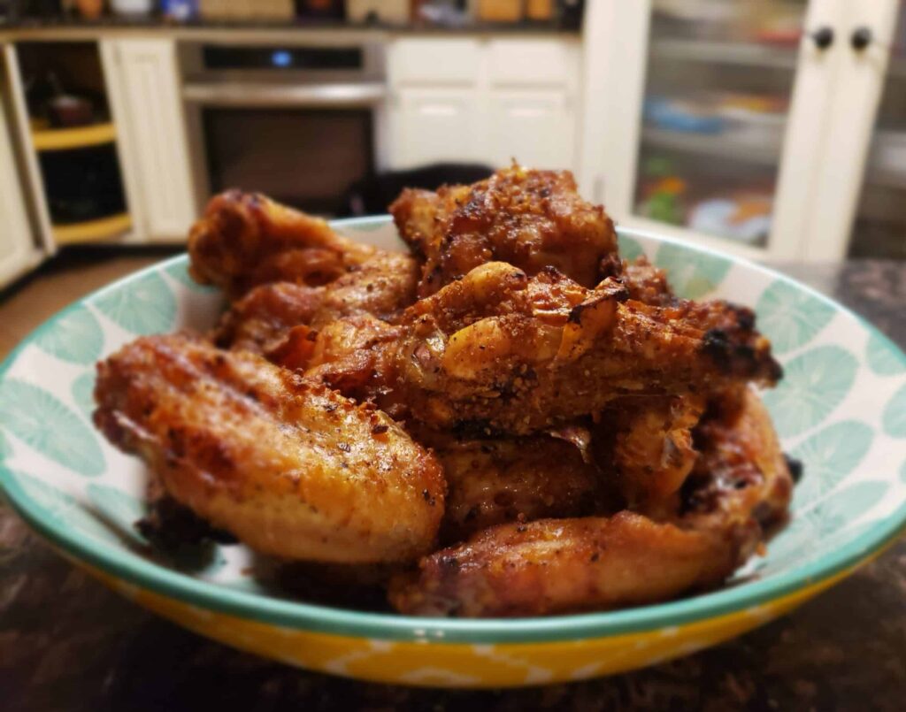 Smoked chicken wings in a bowl
