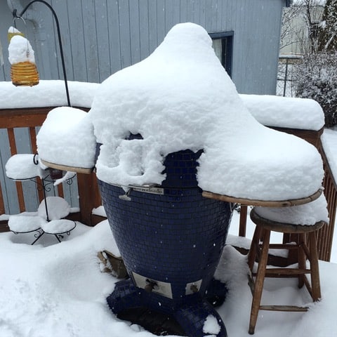 Grill covered in snow
